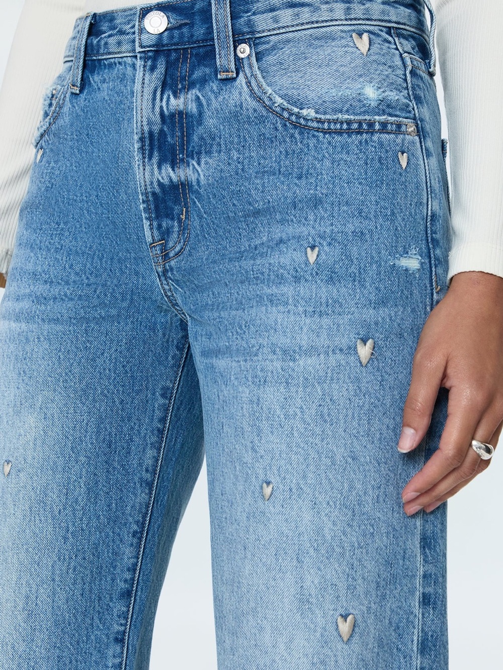 PISTOLA LEXI MID RISE BOWED STRAIGHT JEAN - CONFETTI VINTAGE - Picture 2 of 15